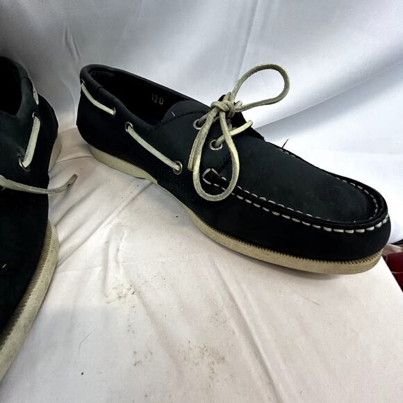 Joseph Abboud Size 12D Boat Shoe Men loafer Black suede leather 13343 - Picture 7 of 13